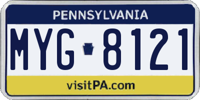 PA license plate MYG8121