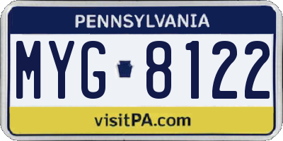 PA license plate MYG8122