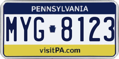 PA license plate MYG8123