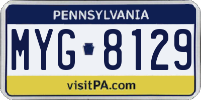PA license plate MYG8129