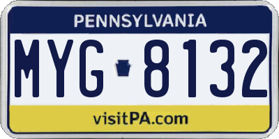 PA license plate MYG8132