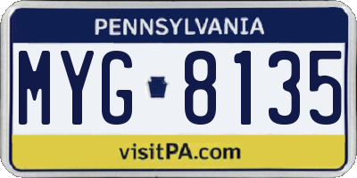 PA license plate MYG8135