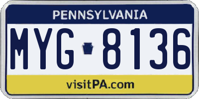 PA license plate MYG8136