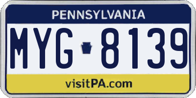 PA license plate MYG8139