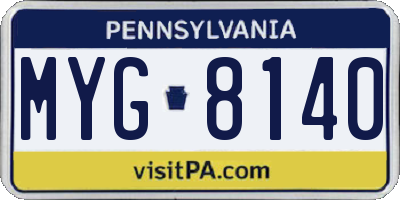 PA license plate MYG8140