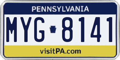PA license plate MYG8141
