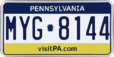 PA license plate MYG8144