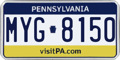 PA license plate MYG8150
