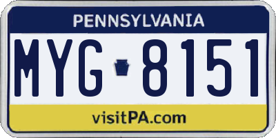PA license plate MYG8151