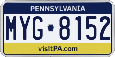 PA license plate MYG8152