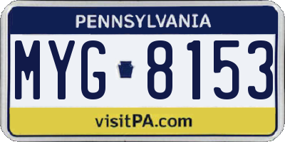 PA license plate MYG8153