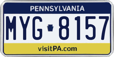 PA license plate MYG8157