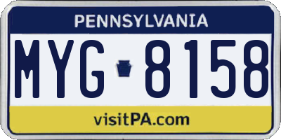PA license plate MYG8158