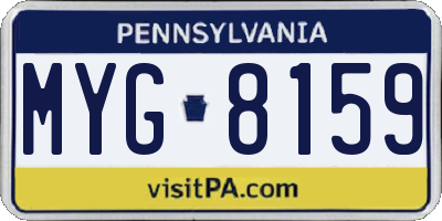 PA license plate MYG8159