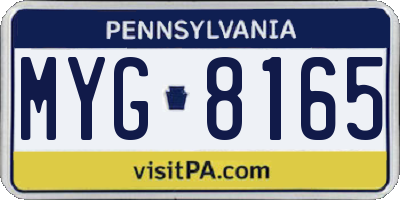 PA license plate MYG8165