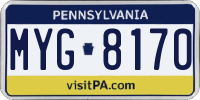 PA license plate MYG8170
