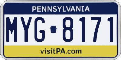 PA license plate MYG8171