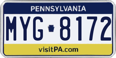 PA license plate MYG8172