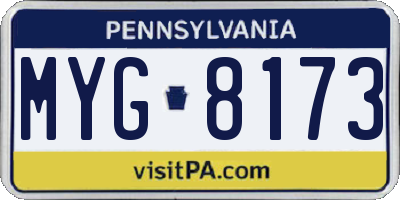PA license plate MYG8173