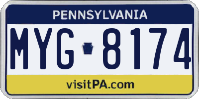 PA license plate MYG8174