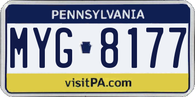 PA license plate MYG8177