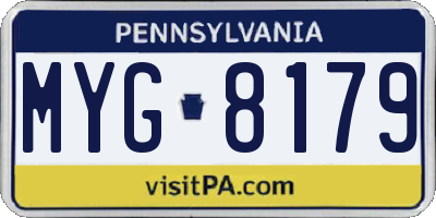 PA license plate MYG8179
