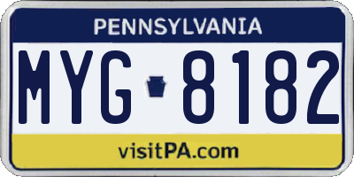 PA license plate MYG8182