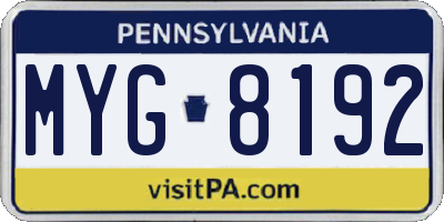 PA license plate MYG8192