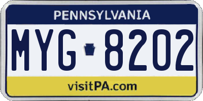 PA license plate MYG8202