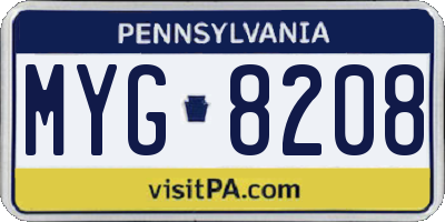 PA license plate MYG8208