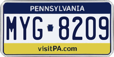 PA license plate MYG8209