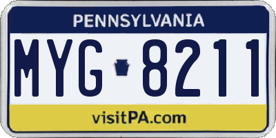 PA license plate MYG8211