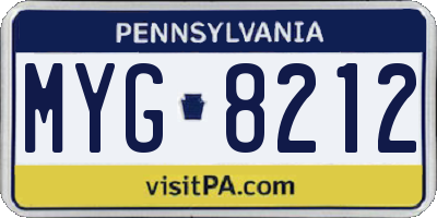 PA license plate MYG8212