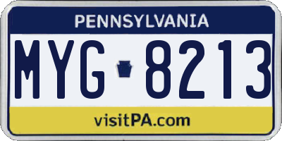 PA license plate MYG8213