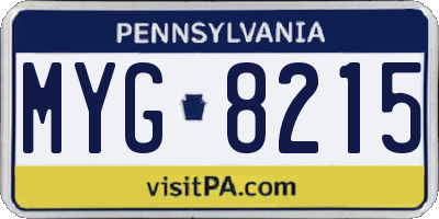PA license plate MYG8215