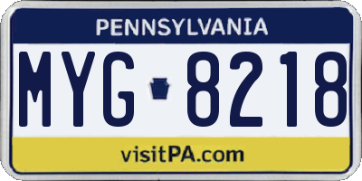 PA license plate MYG8218