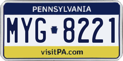 PA license plate MYG8221
