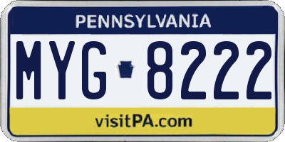 PA license plate MYG8222
