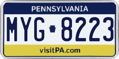 PA license plate MYG8223
