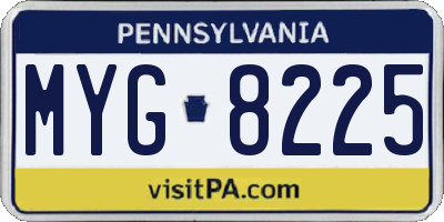 PA license plate MYG8225