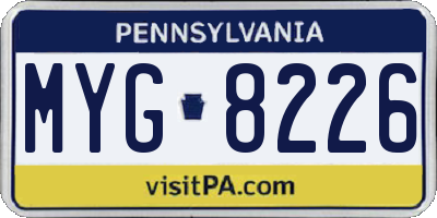 PA license plate MYG8226