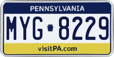 PA license plate MYG8229