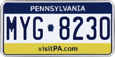 PA license plate MYG8230