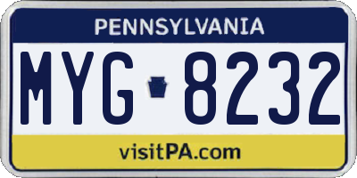 PA license plate MYG8232