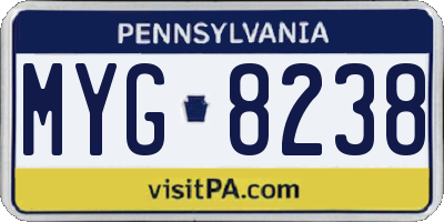 PA license plate MYG8238