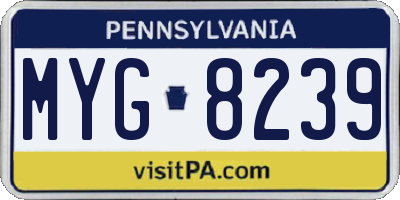 PA license plate MYG8239