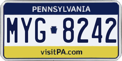 PA license plate MYG8242