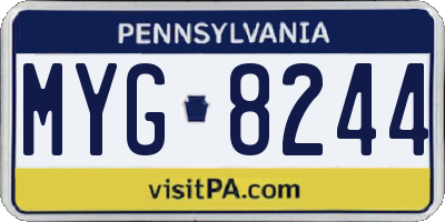 PA license plate MYG8244