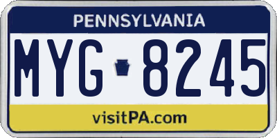 PA license plate MYG8245