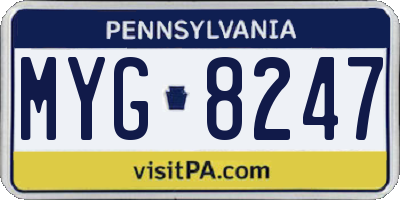 PA license plate MYG8247